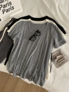Comfortable Tencel wool U-neck T-shirt for women, light and drape, laid-back and slimming, solid color straight-shoulder short-sleeved summer new style details Picture